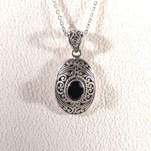 Bali Chrome Diopside Pendant Necklace and Stainless Steel Chain